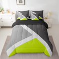 thumbnail image 2 of YST 7-Piece Bed in a Bag Comforter Set, Geometric Triangle Pattern, Full Size, Lime Green and Gray, Soft Microfiber, 2 of 5