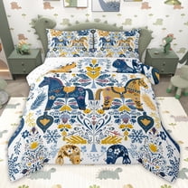 jejeloiu Boho Cute Horse Twin Comforter Sets,Bohemian Exotic Style Bedding Set For Teens Kids Reversible 2pcs