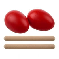 1 Pair Plastic Percussion Musical Egg Maracas Shakers Red & 2Pcs Percussion Rhythm Sticks Children Musical Toy Gift