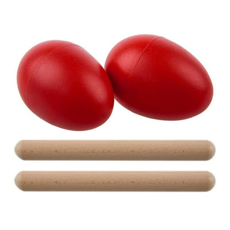 1 Pair Plastic Percussion Musical Egg Maracas Shakers Red & 2Pcs Percussion Rhythm Sticks Children Musical Toy Gift
