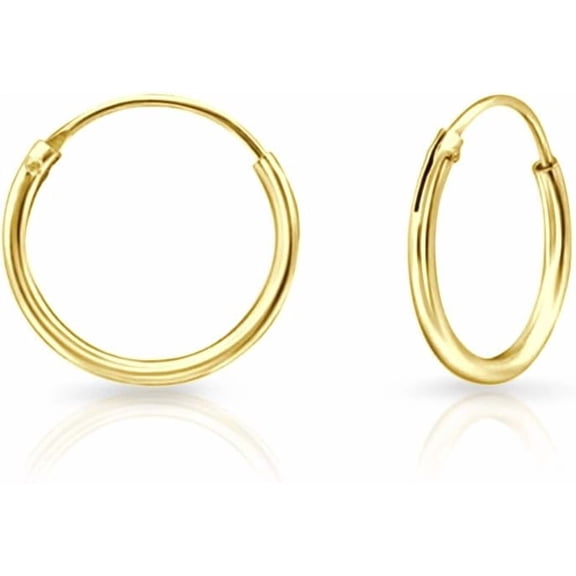 Gold Hoop Earrings for Women - 925 Sterling Silver Hoops 24K Gold Plated Earrings - Large Hoops - Tiny Hoop Earring - Hypoallergenic Ear Piercing - Cartilage Ring - Nose Ring - Sizes 8 mm to...[s327]