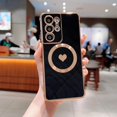 thumbnail image 5 of Magnetic Phone Case for Samsung Galaxy S21 Ultra [ Compatible with MagSafe ] Cute Heart Case for Women Luxury Plating Camera Lens Cover Protect Soft Bumper for S21 Ultra 6.8" (Black), 5 of 11