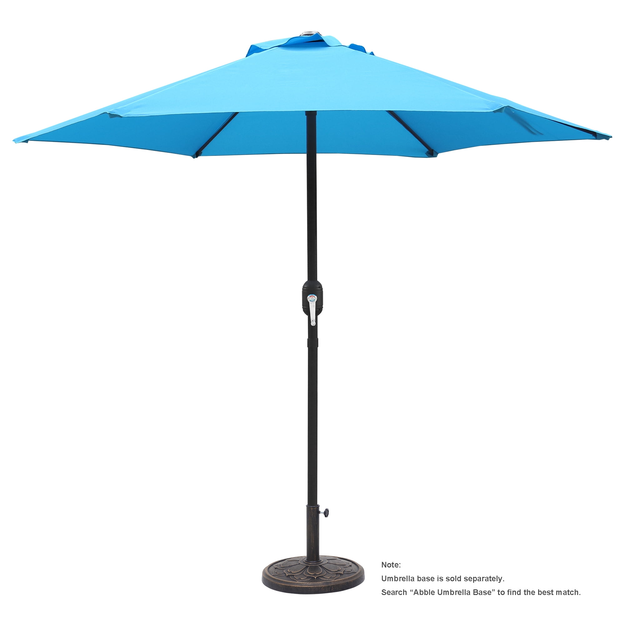 Abble 7.5ft Patio Umbrella with Crank Handle Outdoor Market Umbrella with 6 Sturdy Umbrella Ribs Waterproof for Garden Deck Backyard Pool, Aqua