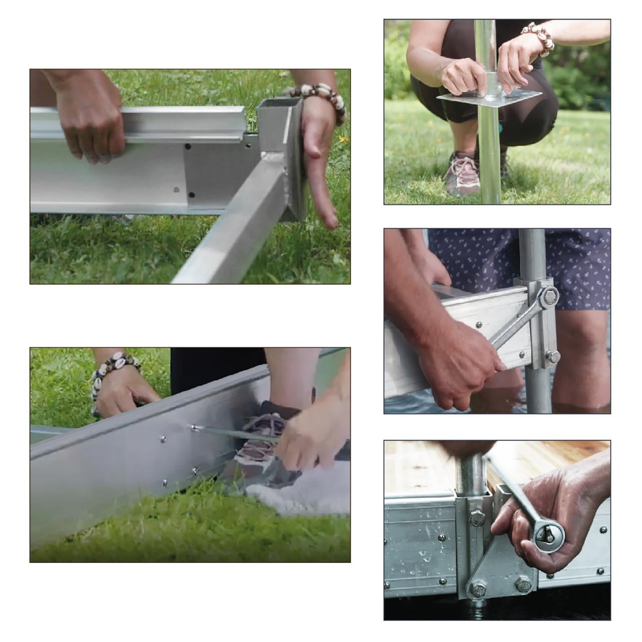 Multinautic, QP-400, 4-Sections, 4 ft. x 8 ft. Aluminum Stationary Dock with Cedar Decking