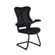 Office Factor Reception Guest Chairs with Flip Up Arms Comfortable Mesh, Ergonomic Contour, Flippable Armrests Modern Convertible Furniture for Visitors, Meeting Groups (Black)
