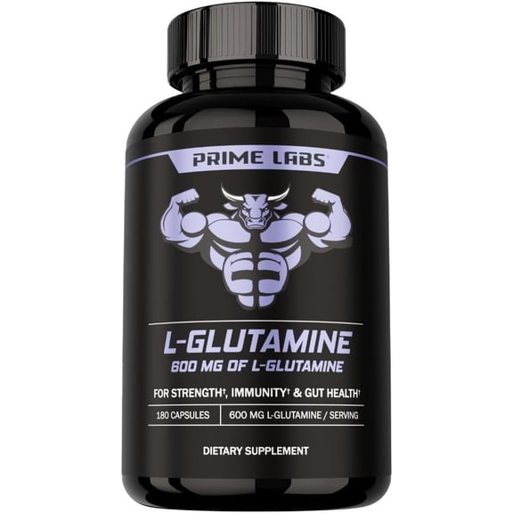 Prime Labs L Glutamine Capsules 600mg - Supports Strength, Muscle Recovery, Immunity, & Gut Health - Amino Acid Supplement - for Men & Women