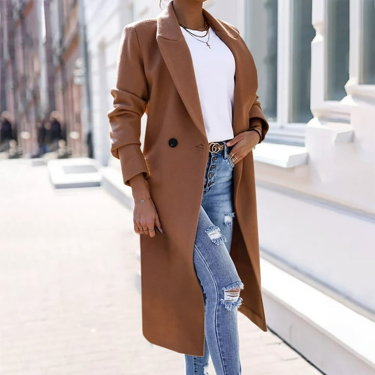 JDEFEG Women Long Tan Coat Women's Wool Coat Blouse Thin JDEFEG Women Long Tan Coat Women's Wool Coat Blouse Thin
