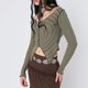 thumbnail image 5 of Camiseta Camisa ajustada para mujer Traje ajustado con estampado de remolinos y top corto (verde M) Ygjytge Verde T M para Mujer, 5 of 6