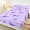 thumbnail image 3 of Manfei Coquette Bow Fitted Sheet Full,Purple Dreamy Bowtie Bed Set,3-Piece,1 Fitted Sheet and 2 Pillowcases, 3 of 6