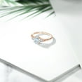 thumbnail image 5 of Gem Stone King 10K Rose Gold Sky Blue Aquamarine White Created Sapphire and White Diamond Accent 3-Stone Engagement Ring for Women (0.89 Cttw, Round 6MM, Gemstone March Birthstone, Size 7), 5 of 6
