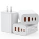 thumbnail image 1 of Bloque de cargador USB C, 40 W, 4 puertos, PD+ QC, paquete de 3, blanco, 1 of 7