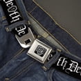 thumbnail image 2 of Buckle-Down Belt, Seatbelt Buckle Belt, Death Coffin Old English Black White, Youth 22 to 32 Inches, 2 of 9