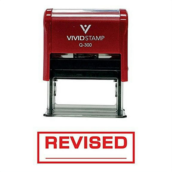 Vivid Stamp Revised Self-Inking Office Rubber Stamp (Red) - L