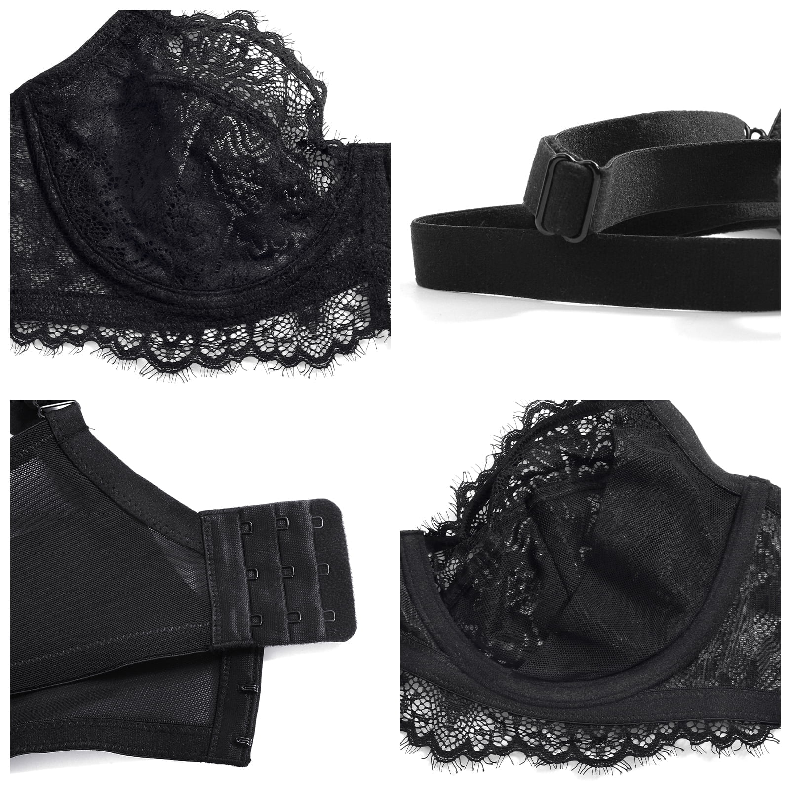 HSIA Minimizer Bra for Women - Plus Size Underwire Lace Unlined Non Padded Bra,Black,46DD