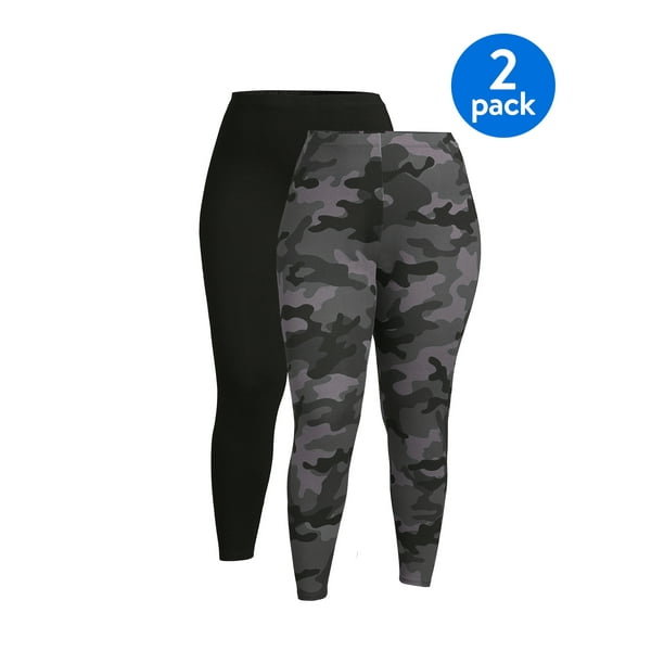 No Boundaries Slim Fit Mid Rise SlimLeg Legging (Women's Plus), 2 Count, 2 Pack