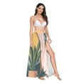 thumbnail image 2 of FORMRS Womens Long Sarong Beach Wrap Semi-Sheer Bikini Skirt Bathing Swimsuit Cover Up, Boho Plants, 2 of 7