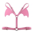 thumbnail image 3 of Arnés de pecho ajustable de cuero para mujer, cinturón de alas de murciélago, disfraz de festival Rosado, 3 of 7