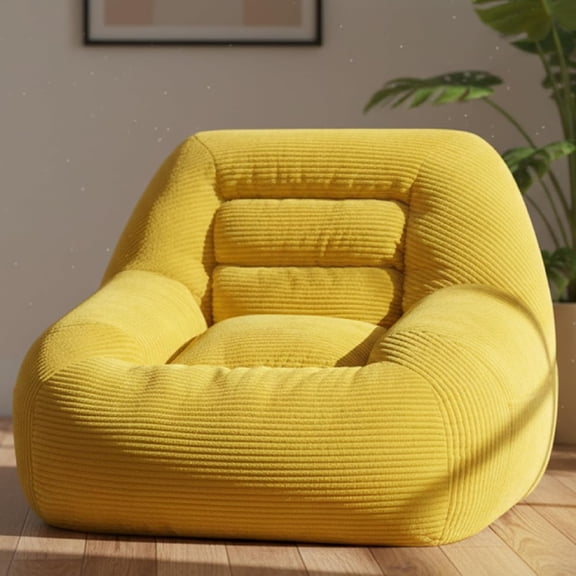 LQLI Large Bean Bag Chair, Oversized Beanbag Lazy Sofa Chair for Adults & Kids, Space Saving Cozy Corduroy Cloud Couch for Living Room Reading, No Assembly Required Accent Chaise Lounge Indoor
