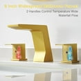 thumbnail image 5 of Gold Bathroom Faucet - 3 Hole Widespread 8 inch | Brushed Gold 2 Handle | Waterfall Sink Faucet with Drain & Supply Hoses, 5 of 10