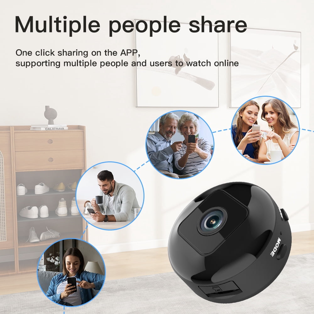 Wireless Mini Camera with Magnetic Base, Indoor Night Vision, Motion Detection, Wide-Angle Lens, APP Control for Home Baby Pet Monitoring, Cloud/SD Storage, Portable WiFi Cam