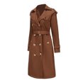 thumbnail image 4 of Herrnalise Women's Double Breasted Pea Coat Winter Mid-Long Trench Coat with Belt Brown,XXXL, 4 of 8