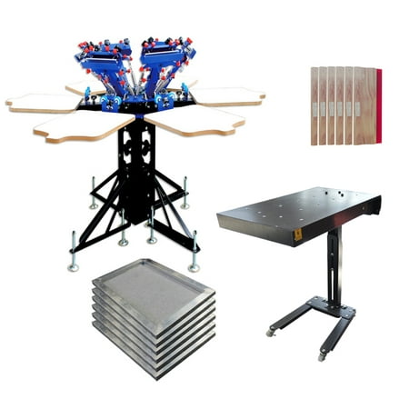 Techtongda Micro-adjust 6 Color Screen Printer Rotary Board Printing kit with Flash Dryer
