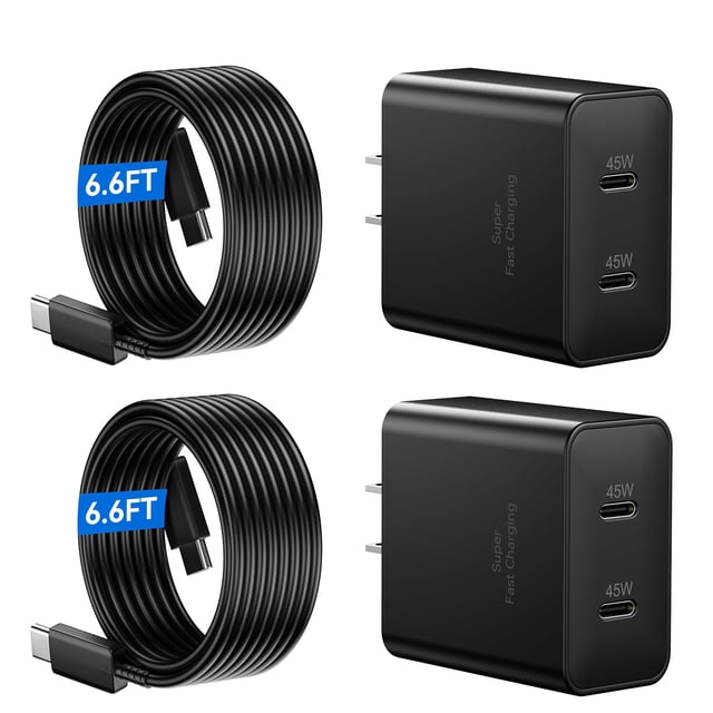 Cargador Ubearkk de 45 W, carga superrápida, USB tipo C, 2 puertos