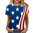 thumbnail image 1 of Tops Para Mujer Blusa Casual Elegante Camisas Día de La Independencia Camiseta de Cuello Redondo de Moda Impreso Manga Corta Odeerbi ODB168069, 1 of 4