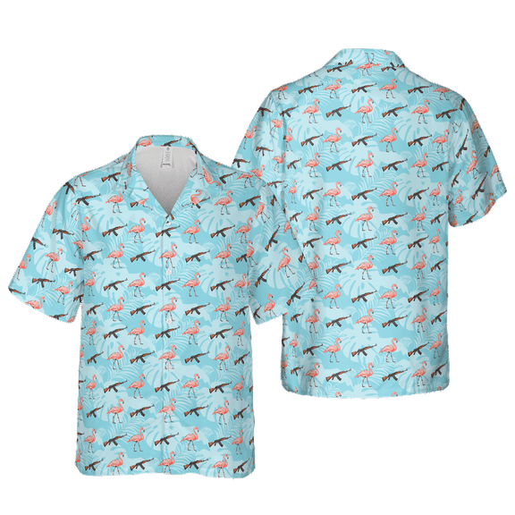 Lotusprinthandmade Flamingo Tropical Short-sleeve Hawaiian Shirt S-5XL (XL), Tropical Hawaii Shirt