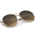 thumbnail image 5 of zeroUV Unisex Oversized Metal Frame Brow Bar Semi-Rimless Gradient Flat Lens Aviator Sunglasses 60mm (Gold / Smoke Gradient) - 60mm, 5 of 5