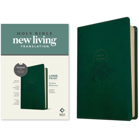 Pre-Owned NLT Large Print Thinline Reference Bible, Filament Enabled (Leatherlike, Evergreen Mountain, Red (Hardcover) by New Living Translation, Tyndale (Creator)