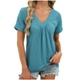thumbnail image 2 of Vmvidoty Womens Plus Size Classic-fit Short-sleeve V-neck T-shirt Blue L, 2 of 9