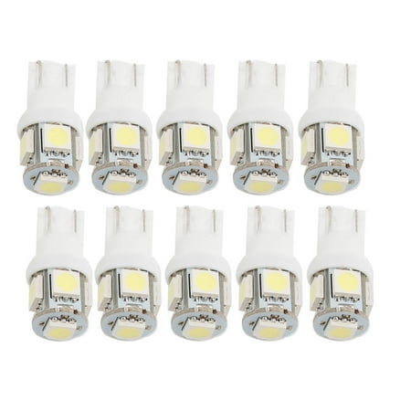 10Pcs 5050 SMD 5 LED T10 W5W 194 168 192 Car Light Bulbs