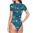 thumbnail image 4 of Daiia Construction Trucks print Women's Crew Neck Short Sleeve Bodysuit Fashion Tops Fit Casual Basic Extender Bodysuit-Small, 4 of 9