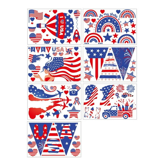 Matoen11 Independence Day Sticker Party Party Party Double Sided Window Decoration Removable Wall Decal