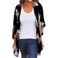 thumbnail image 2 of FINOCEANS Cárdigans tipo kimono de gasa floral para mujer, sueltos, para cubrir la playa, media manga, 2 of 5