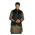 thumbnail image 4 of Saris and Things Hommes Grès & Mariage Noir Kurta Pyjama avec Veste. Ce Produit Est Fait sur Commande., 4 of 5