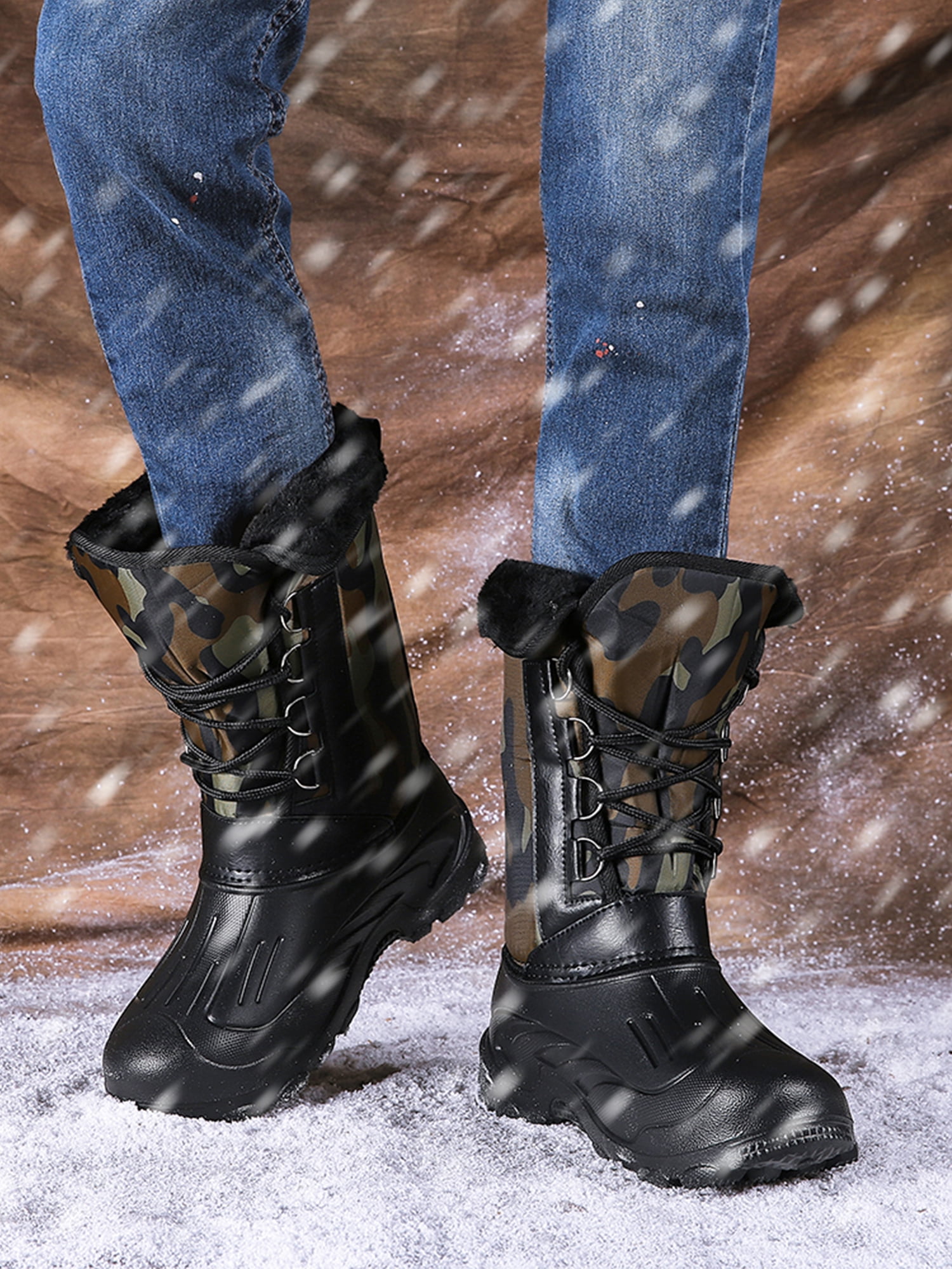 Tanleewa Snow Boots for Men Winetr Warm Waterproof Hiking Shoes 7.5 Adult Male