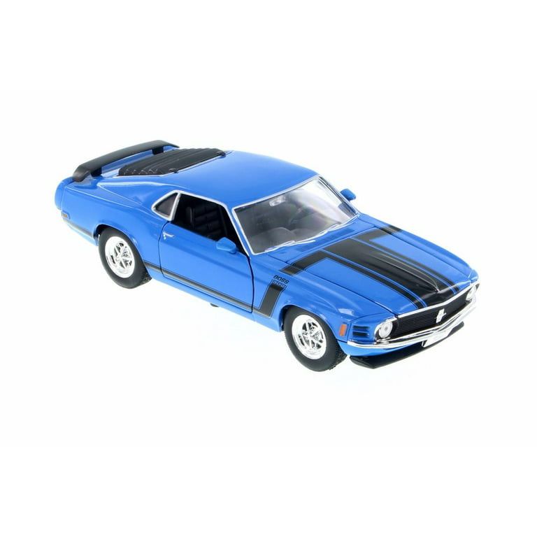 1970 Ford Mustang Boss 302, Blue w/ Black - Welly 22088WBU - 1/24 Scale  Diecast Model Toy Car