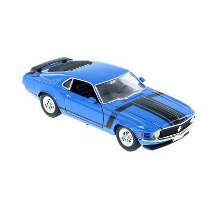 1970 Ford Mustang Boss 302, Blue w/ Black - Welly 22088WBU - 1/24 Scale Diecast Model Toy