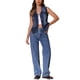 thumbnail image 2 of INSPIRE CHIC Chaleco sin mangas de mezclilla con cuello en V y botones para mujer XS Azul profundo, 2 of 5