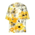 thumbnail image 4 of Htigea Women's Chiffon Cardigans Fashion Print 3/4 Sleeve Thin Lightweight Cardigan Tops Open Front Cardigans Yellow,M, 4 of 5