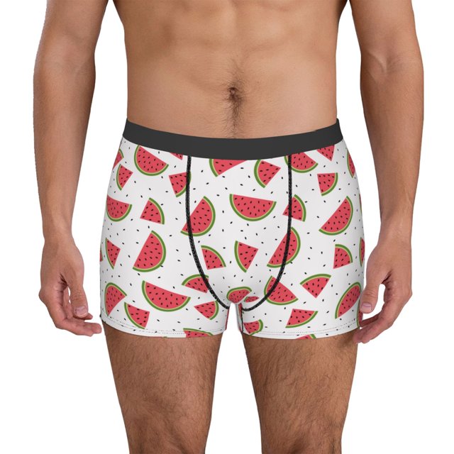 Fotbe Hand Drawn Watermelon Pattern Men’s Total Support Pouch Boxer Briefs, X-Temp Cooling, Moisture-Wicking Underwear, Regular, Long-leg and Trunk-Small