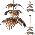 thumbnail image 3 of 3-Light Tropical Coconut Tree Pendant Light, Vintage Iron Palm Leaf Chandelier (No Bulbs), 3 of 8