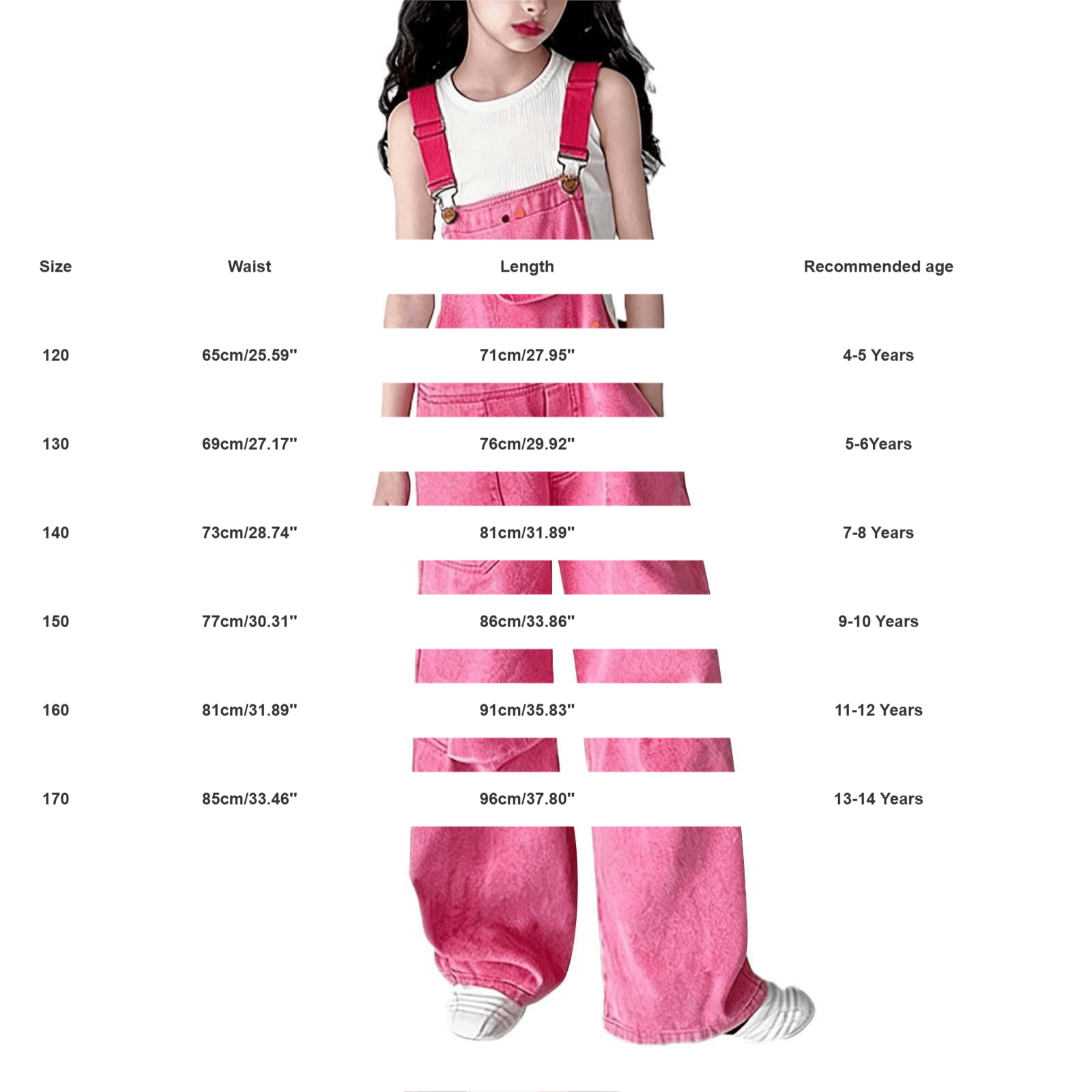 UACY Teen Girls Y2K Denim Overalls Adjustable Strap Aesthetic Preppy Jeans Jumpsuit Fashion School Uniform Bib Overall (Hot Pink, 13-14 Years)