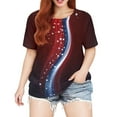 thumbnail image 5 of XADYUY Plus Size 4th Of July T Shirts for Women Stars Stripes Print Patriotic Tunic Shirts Oversized Crew Neck Short Sleeve Shirt Going Out Independent Day Clothes for Women,4XL Wine, 5 of 5