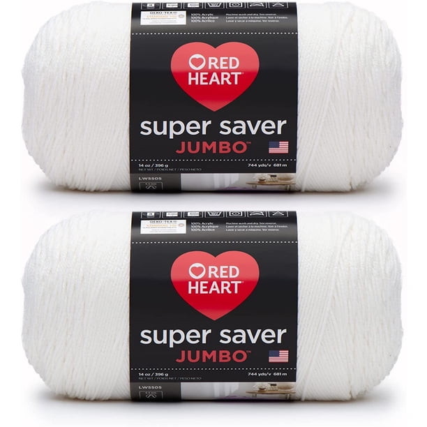 Yarn Red Heart Super Saver Jumbo White (2 x 396 g), acrílico