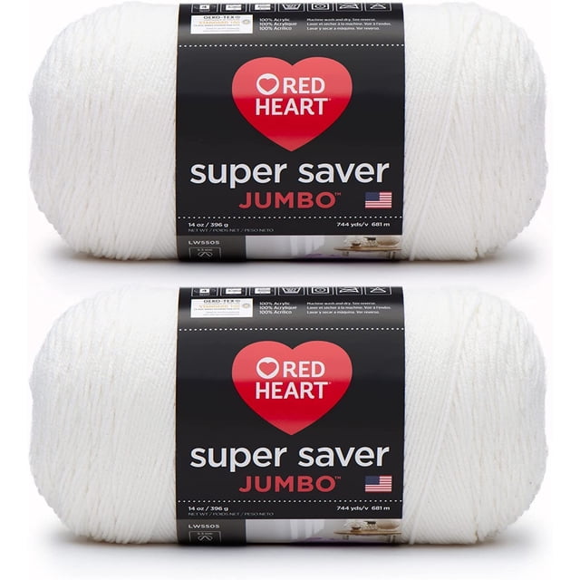 Yarn Red Heart Super Saver Jumbo White (2 x 396 g), acrílico