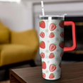 thumbnail image 4 of 40oz Strawberry Tumbler with Handle and Straw Lid, Insulated Stainless Steel Travel Mug, Double Wall Vacuum Coffee Cup, Leakproof Water Bottle, Gift for Women, 4 of 6