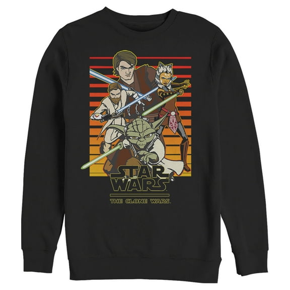 Men's Star Wars: The Clone Wars Jedi Group Shot Retro Line Sweatshirt Black X Large